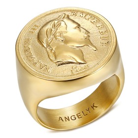 BA0386 BOBIJOO Jewelry Ring Siegelring Napoleon III Hohllicht Gold