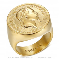 BA0386 BOBIJOO Anello gioielli Anello con sigillo Napoleone III Hollow Light Gold