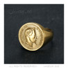 BA0386 BOBIJOO Jewelry Ring Siegelring Napoleon III Hohllicht Gold