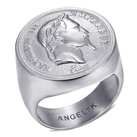BA0387 BOBIJOO Jewelry Ring Siegel Ring Napoleon III Hohllicht Silber