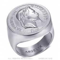 BA0387 BOBIJOO Jewelry Ring Signet Ring Napoleon III Hollow Light Silver