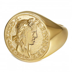 BA0388 BOBIJOO Jewelry Louis XIII Siegelring Louis d'Or Steel Gold