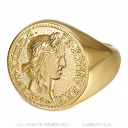 BA0388 BOBIJOO Jewelry Louis XIII Siegelring Louis d'Or Steel Gold
