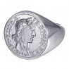 Bague Chevalière Louis XIII Louis d'Or Acier Argent bobijoo