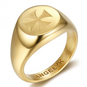 BA0390 BOBIJOO Jewelry Ringsymbol FM Lys Templer Malta Jerusalem Gold