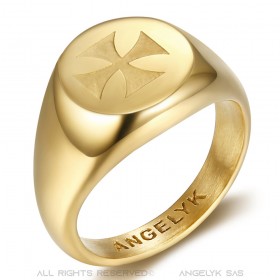 BA0390 BOBIJOO Jewelry Ring Symbol FM Lys Templar Malta Jerusalem Gold