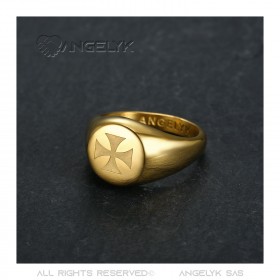 BA0390 BOBIJOO Jewelry Ringsymbol FM Lys Templer Malta Jerusalem Gold