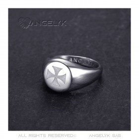 BA0391 BOBIJOO Jewelry FM Symbol Ring Templar Lily Malta Jerusalem Silver