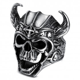 BA0228 BOBIJOO Jewelry Ring Signet Ring Biker Aries Skull Steel