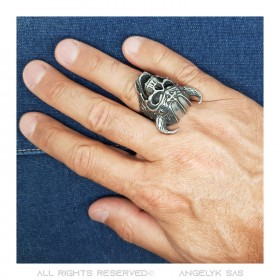 BA0228 BOBIJOO Jewelry Ring Signet Ring Biker Aries Skull Steel