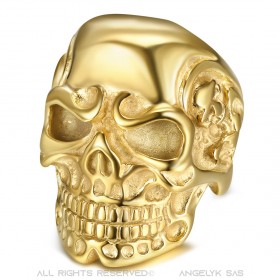 BA0232 BOBIJOO Jewelry Ring Signet Ring Skull Skeletons Steel Gold