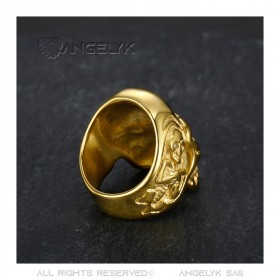 BA0232 BOBIJOO Jewelry Ring Signet Ring Skull Skeletons Steel Gold