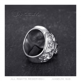 Bague Chevalière Tête de Mort Squelettes Acier Argent bobijoo