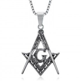 Pendentif Collier Franc Maçonnerie Acier Argent bobijoo