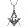 PE0001 BOBIJOO Jewelry Pendant Necklace Freemasonry Steel Silver