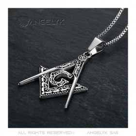 PE0001 BOBIJOO Jewelry Pendant Necklace Freemasonry Steel Silver