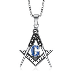 Pendentif Collier Franc Maçonnerie Argent Email Bleu bobijoo
