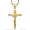 PE0006 BOBIJOO JEWELRY Collar Colgante Jesucristo Cruz Acero 316L Oro