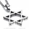 PE0103 BOBIJOO Jewelry Pendant Cross Star of David Steel Silver Decorated