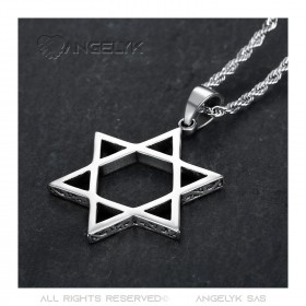 PE0103 BOBIJOO Jewelry Pendant Cross Star of David Steel Silver Decorated