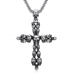 PE0063 BOBIJOO Jewelry Colgante Cruz Latina Calavera Biker Triker Plata