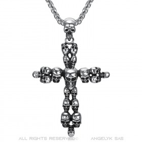 PE0063 BOBIJOO Jewelry Latin Cross Anhänger Schädel Biker Triker Silber