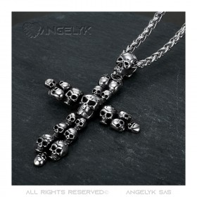 Pendentif Croix Latine Têtes de Mort Biker Triker Argent bobijoo