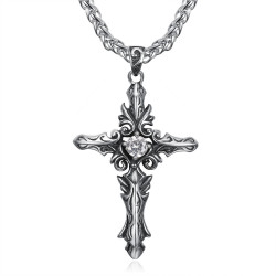 PE0018 BOBIJOO Jewelry Celtic Gothic Zirconia Cross Pendant Necklace