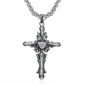 PE0018 BOBIJOO Jewelry Collar con colgante de cruz de circonita gótica celta