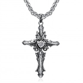 Collier Pendentif Croix Celtique Gothique Zirconium bobijoo