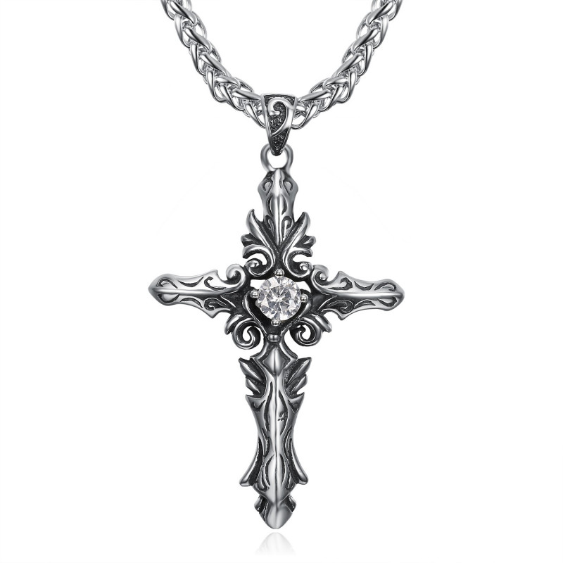 PE0018 BOBIJOO Jewelry Keltische gotische Zirkonia Kreuz Anhänger Halskette