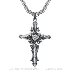 PE0018 BOBIJOO Jewelry Keltische gotische Zirkonia Kreuz Anhänger Halskette
