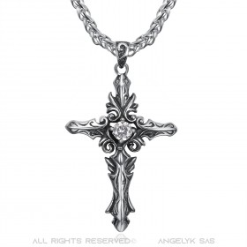 Collier Pendentif Croix Celtique Gothique Zirconium bobijoo