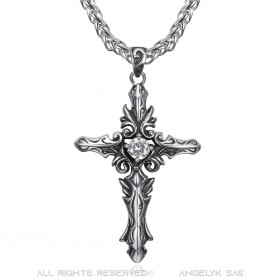 PE0018 BOBIJOO Jewelry Keltische gotische Zirkonia Kreuz Anhänger Halskette