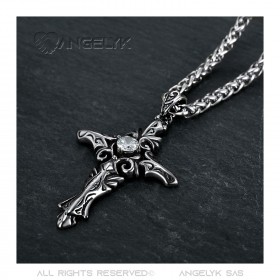 Collier Pendentif Croix Celtique Gothique Zirconium bobijoo