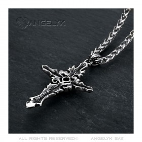 Collier Pendentif Croix Celtique Gothique Zirconium bobijoo