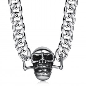 COH0003 BOBIJOO Jewelry Bordsteinkette Halskette Biker Skull Steel