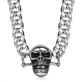 COH0003 BOBIJOO Jewelry Collar de cadena de acera Biker Skull Steel