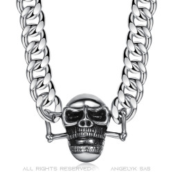 COH0003 BOBIJOO Collana con catena a catena per gioielli Biker Skull in acciaio
