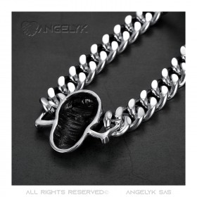 COH0003 BOBIJOO Jewelry Curb Chain Necklace Biker Skull Steel