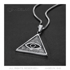 PE0304 BOBIJOO Jewelry Eye of God Triangle Pendant Silver