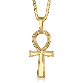 PE0305 BOBIJOO Jewelry Colgante de cruz egipcia de Ankh de oro de la vida