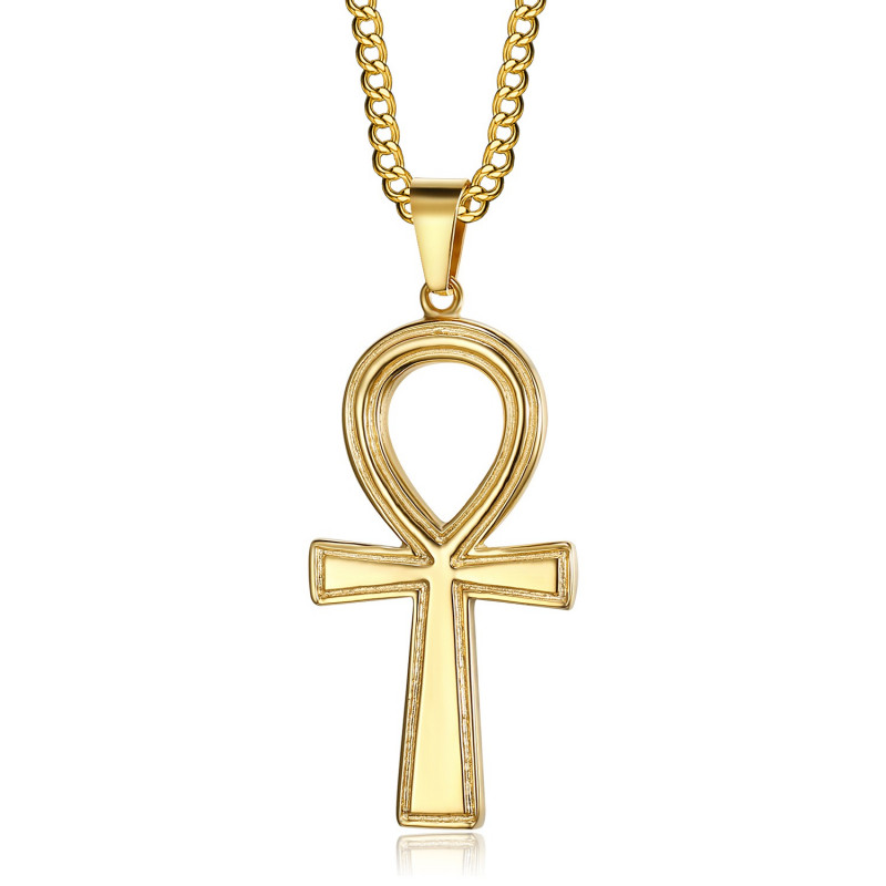 PE0305 BOBIJOO Jewelry Colgante de cruz egipcia de Ankh de oro de la vida