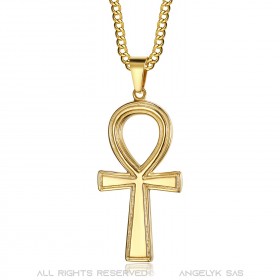 PE0305 BOBIJOO Jewelry Colgante de cruz egipcia de Ankh de oro de la vida