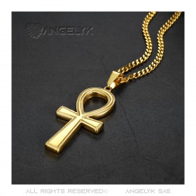 PE0305 BOBIJOO Jewelry Egyptian Ankh Cross Pendant of Life Gold