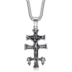 PE0307 BOBIJOO Jewelry Anhänger Kreuz aus Caravaca Stahl Silber im Alter von