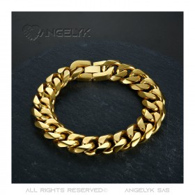 BR0163 BOBIJOO Jewelry Panzerkette Mann großes Glied 15mm Stahl Gold