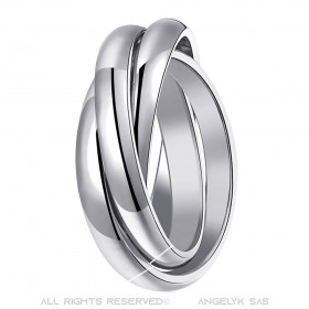 Bague 3 Anneaux Acier Inoxydable 316L Argenté bobijoo