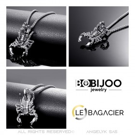 Pendentif Scorpion Homme Acier 316L Chaîne bobijoo