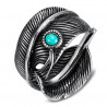 BA0392 BOBIJOO Jewelry US Turquoise Feather Biker Ring Signet